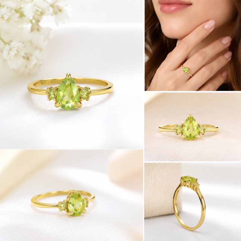 18K Gold Plated Sterling Silver Peridot Ring