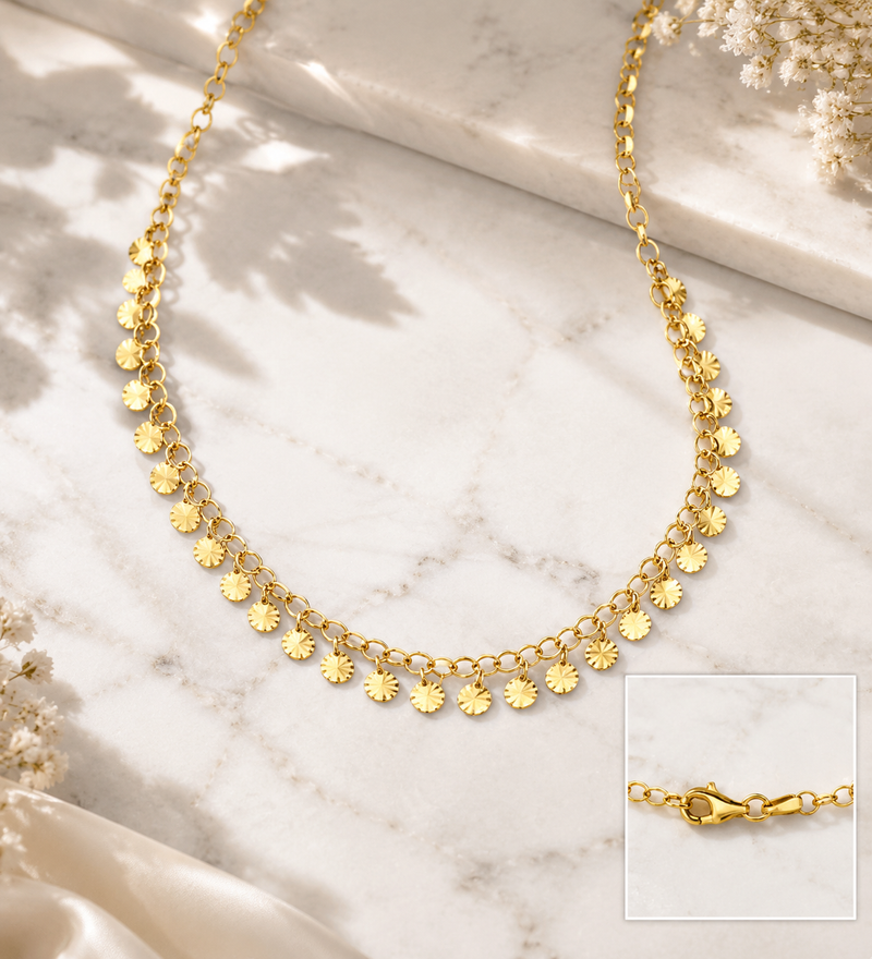 Italian 18K Gold-Plated Sterling Silver Disc Charm Necklace (9mm Wide)