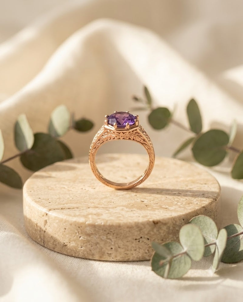 Sterling Silver Filigree Amethyst Ring
