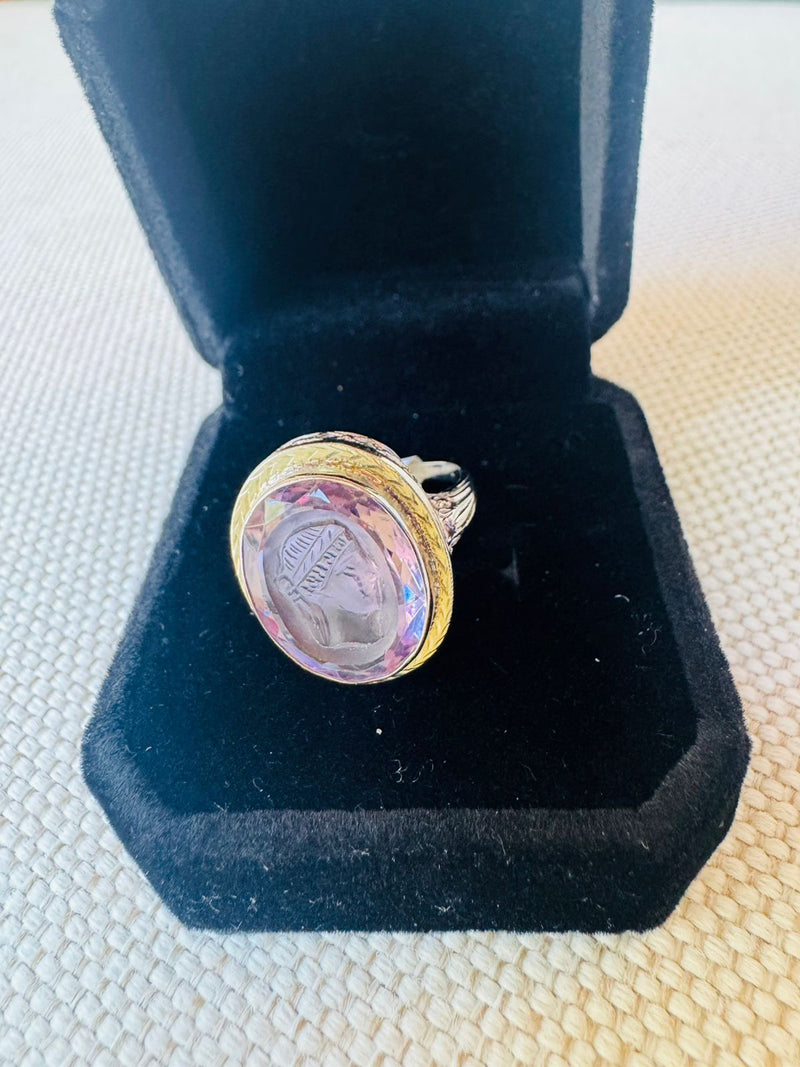 14K Deco amethyst cameo ring