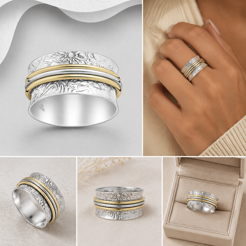 Sterling Silver Textured Spin Ring