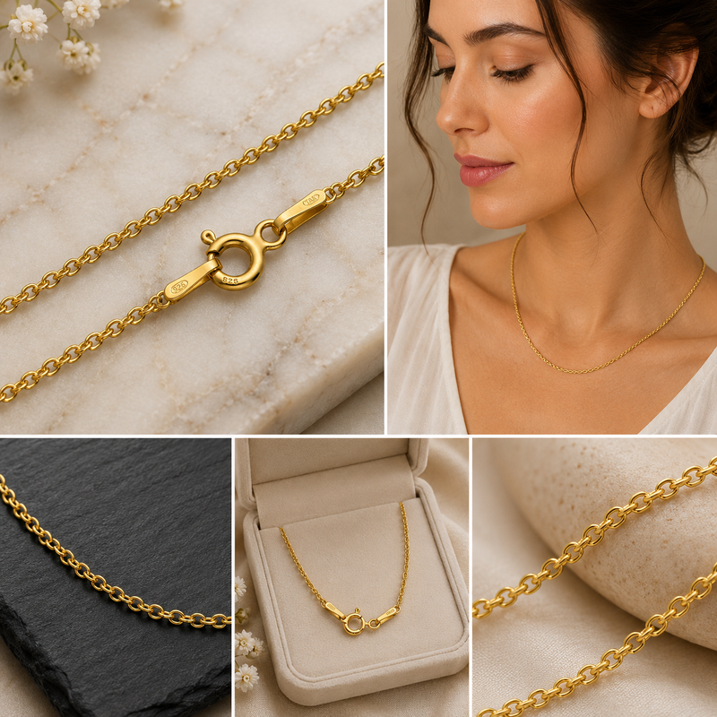 18K Gold-Plated Sterling Silver Rollo Chain Necklace