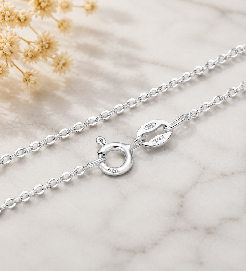 Sterling Silver Anchor Chain Necklace 1.3mm