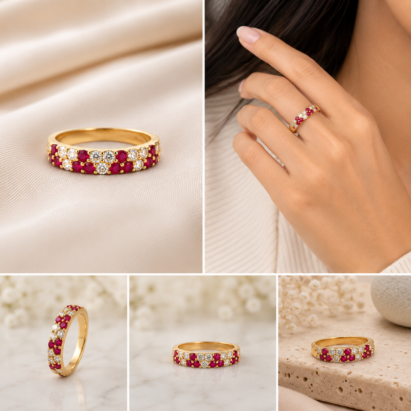 Ruby Sparkle Band – 14K Yellow Gold