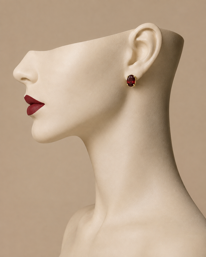 Sterling Silver Garnet Stud Earrings