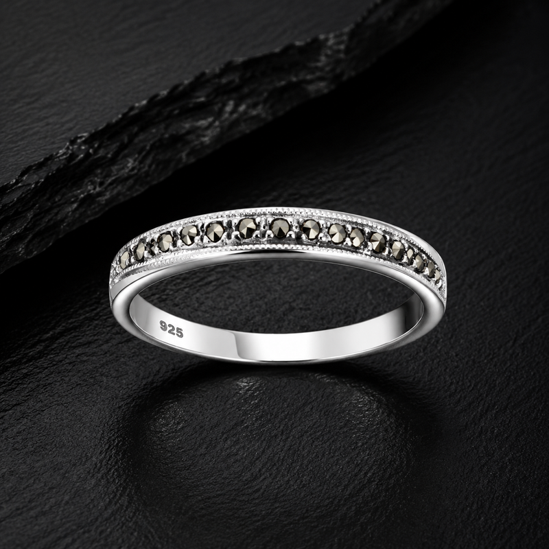 Sterling Silver Marcasite Eternity Band Ring