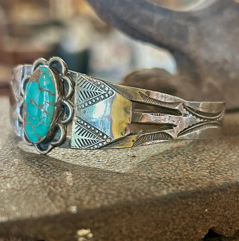 Sterling Silver American Indian Turquoise Cuff