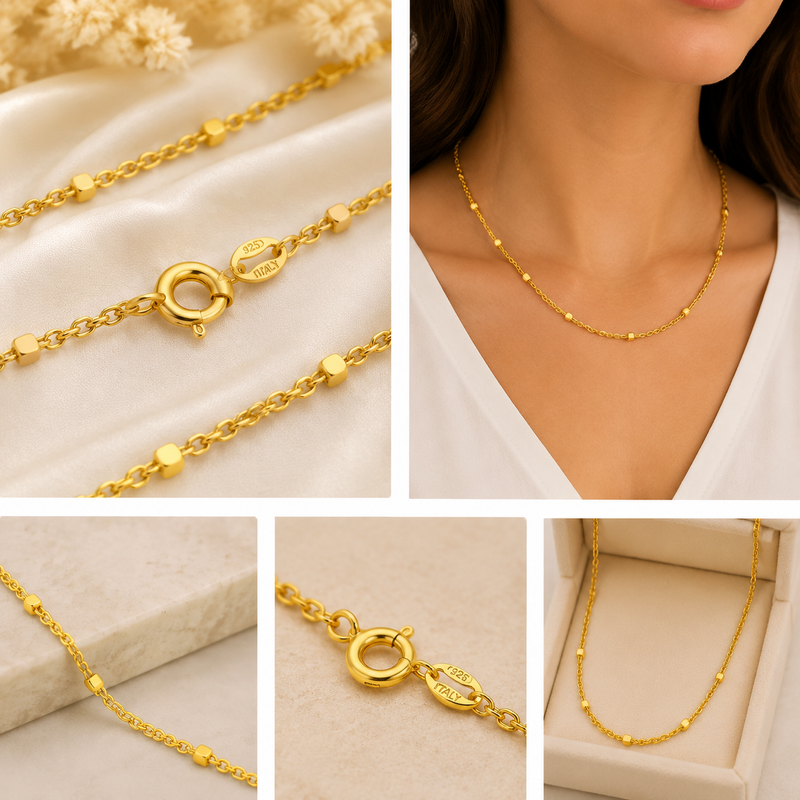 Italian 18K Gold Plated Sterling Silver Chain