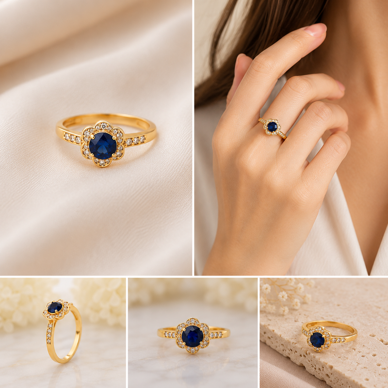 Sapphire Bloom Ring – 18K Gold