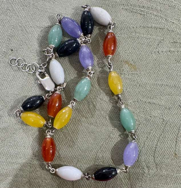 SS Multi Beaded Jade Necklace – Colorful and Elegant Silver Jewelry