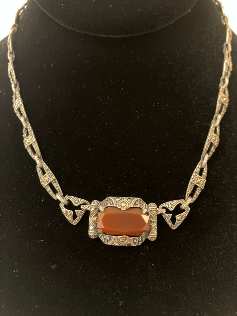SS Carnelian deco Marc Necklace