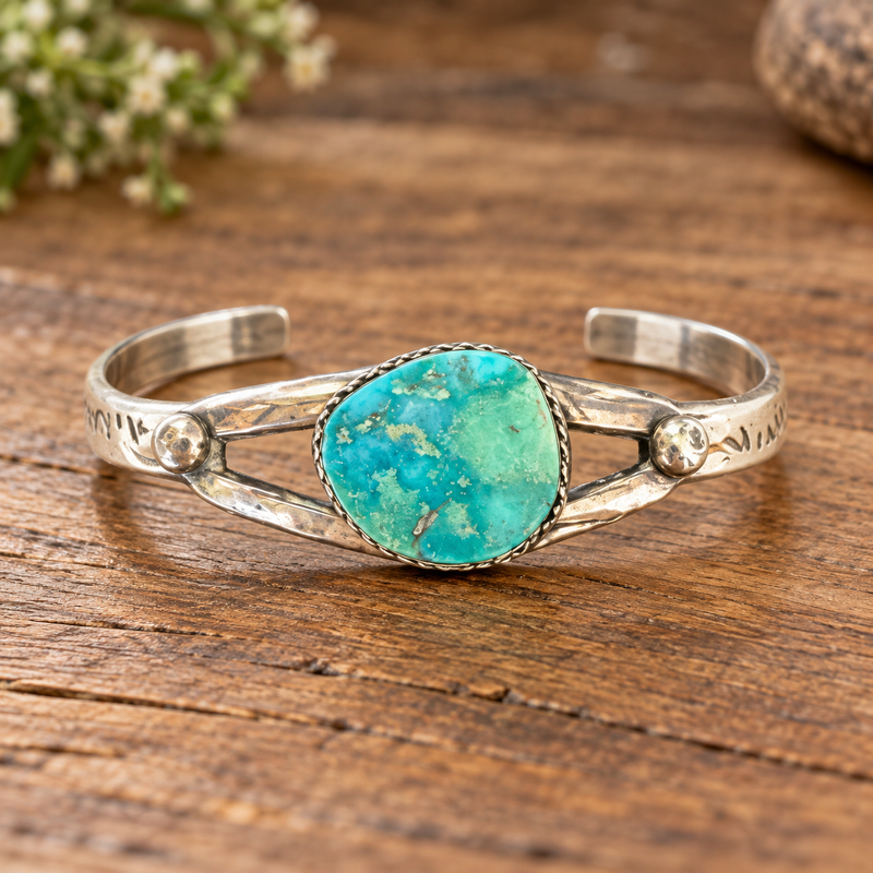 Small Sterling Silver Turquoise Cuff Bracelet