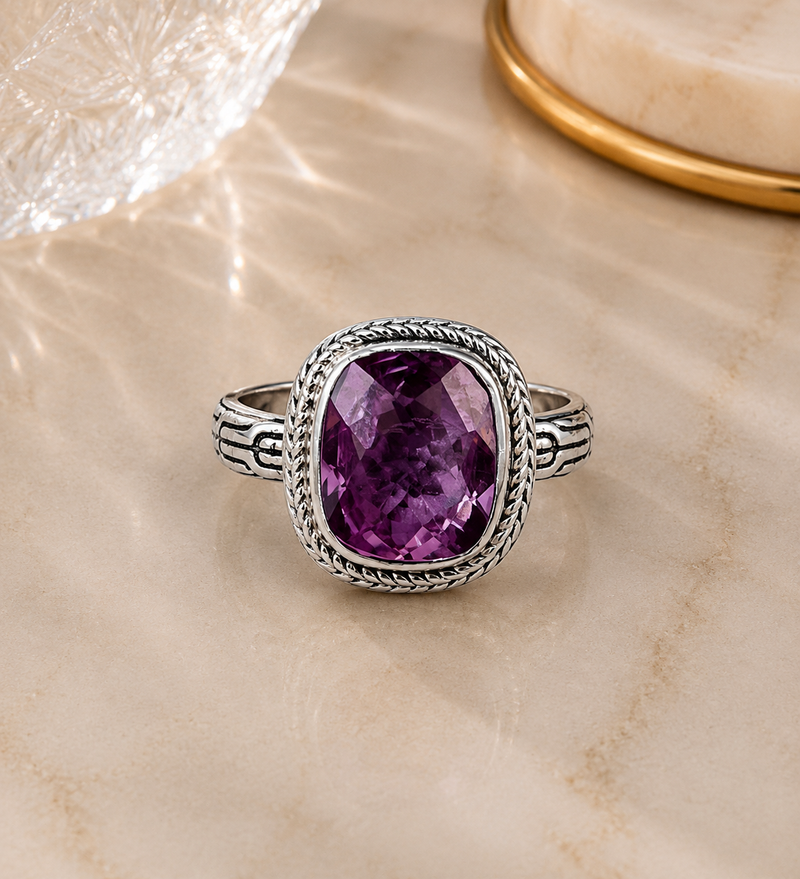 Sterling Silver Sarda Amethyst Ring – Size 7