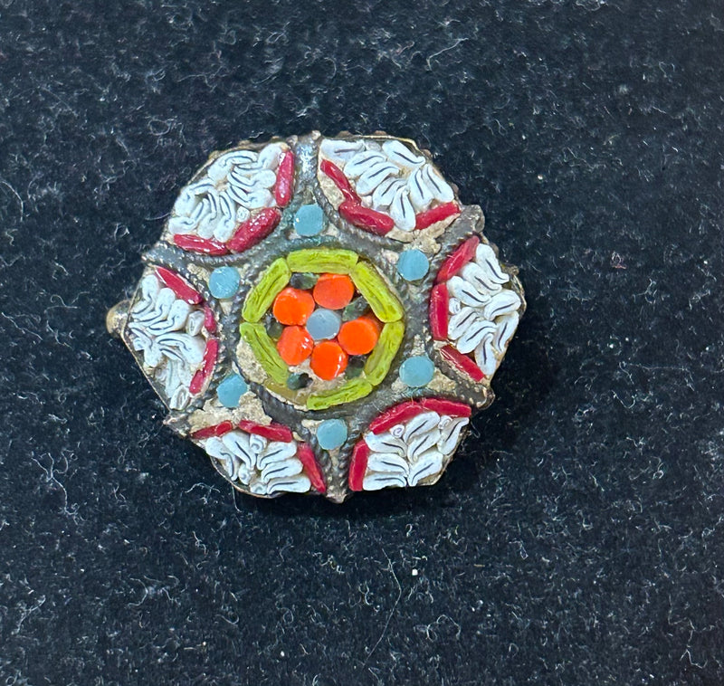 Vintage Micro mosaic pin Italy 1 Inch Dia