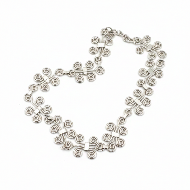 SS Plated Swirl Link Necklace – Elegant and Stylish Silver Jewelry