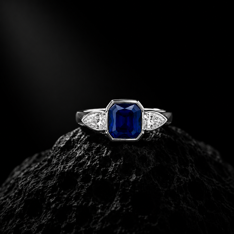 Sapphire Elegance Ring – 18K White Gold