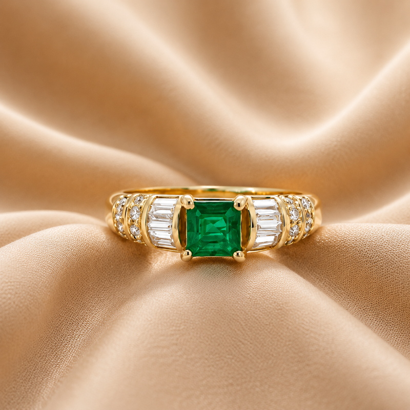 Emerald Glow Ring – 14K Yellow Gold