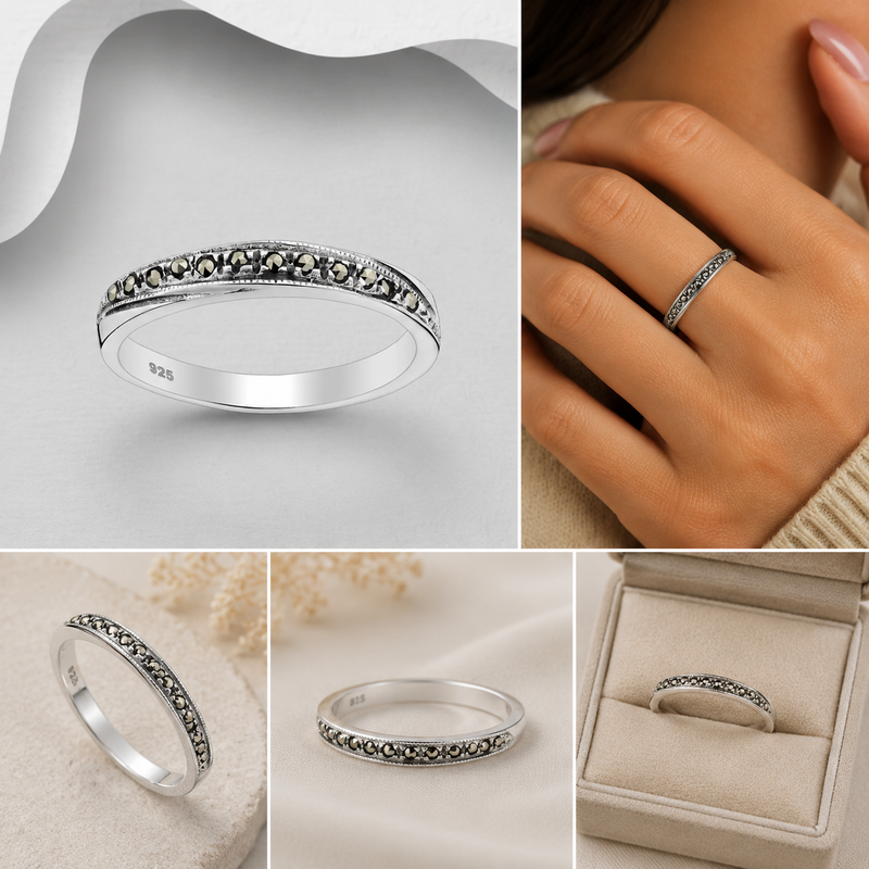 Sterling Silver Marcasite Eternity Band Ring