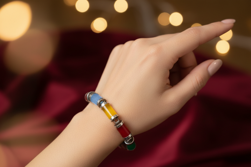 SS Multi-Colored Jade Bracelet – Vibrant and Elegant Silver Jewelry