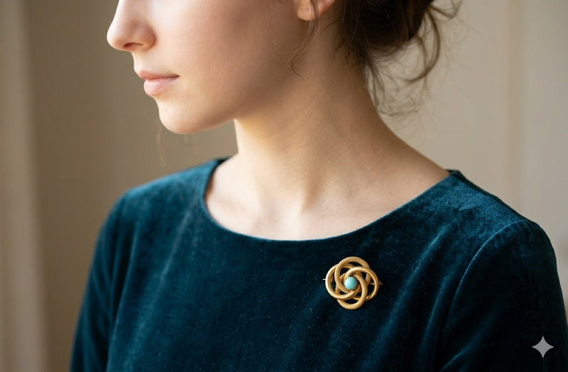 Victorian Gold Filled Turquoise Brooch – Made in England