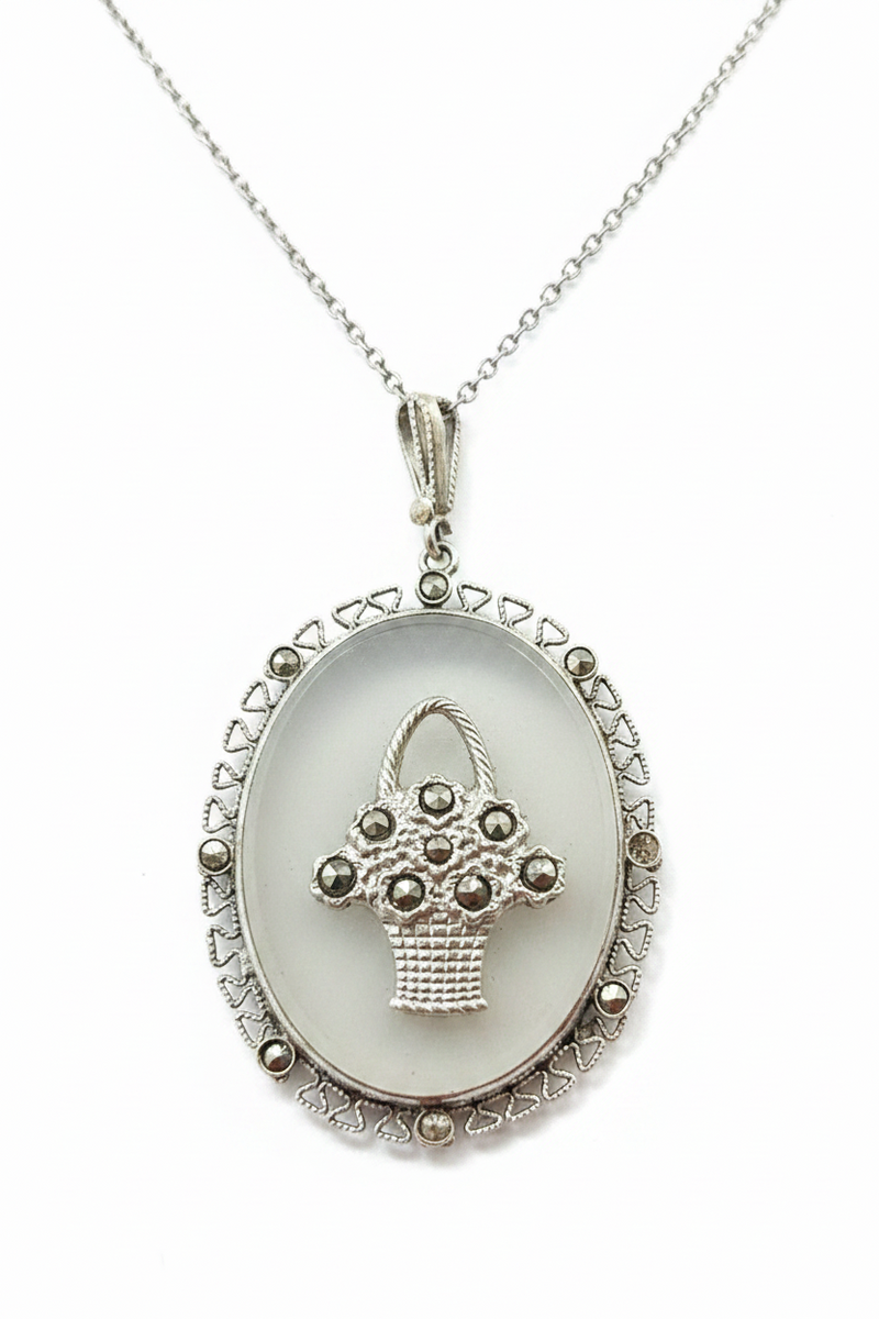 Deco frosted crystal neck SS