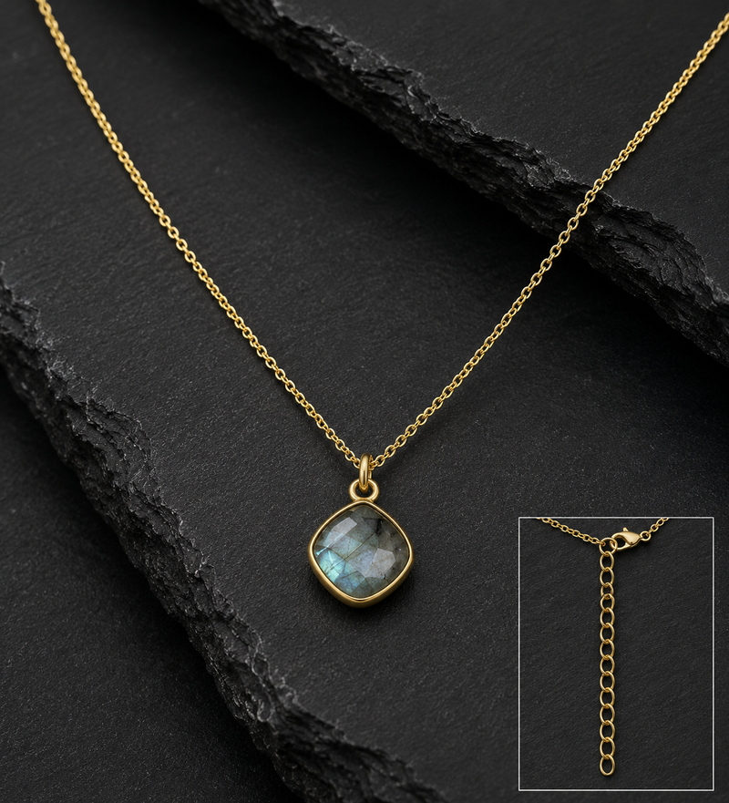 Sterling Silver Labradorite Pendant Necklace 16”