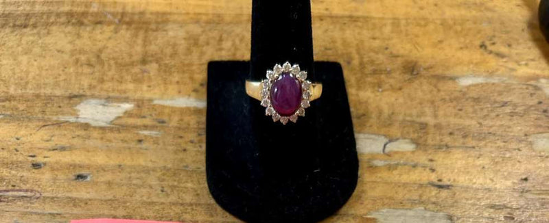 14k Ruby Star Sapphire ring with diamonds