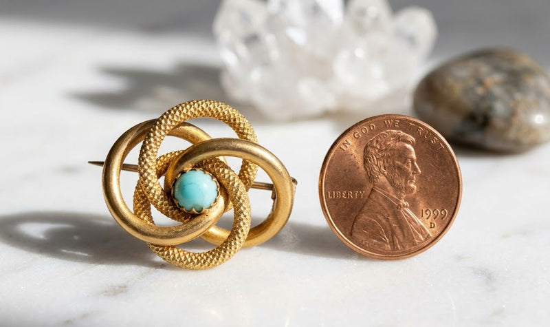 Victorian Gold Filled Turquoise Brooch – Made in England