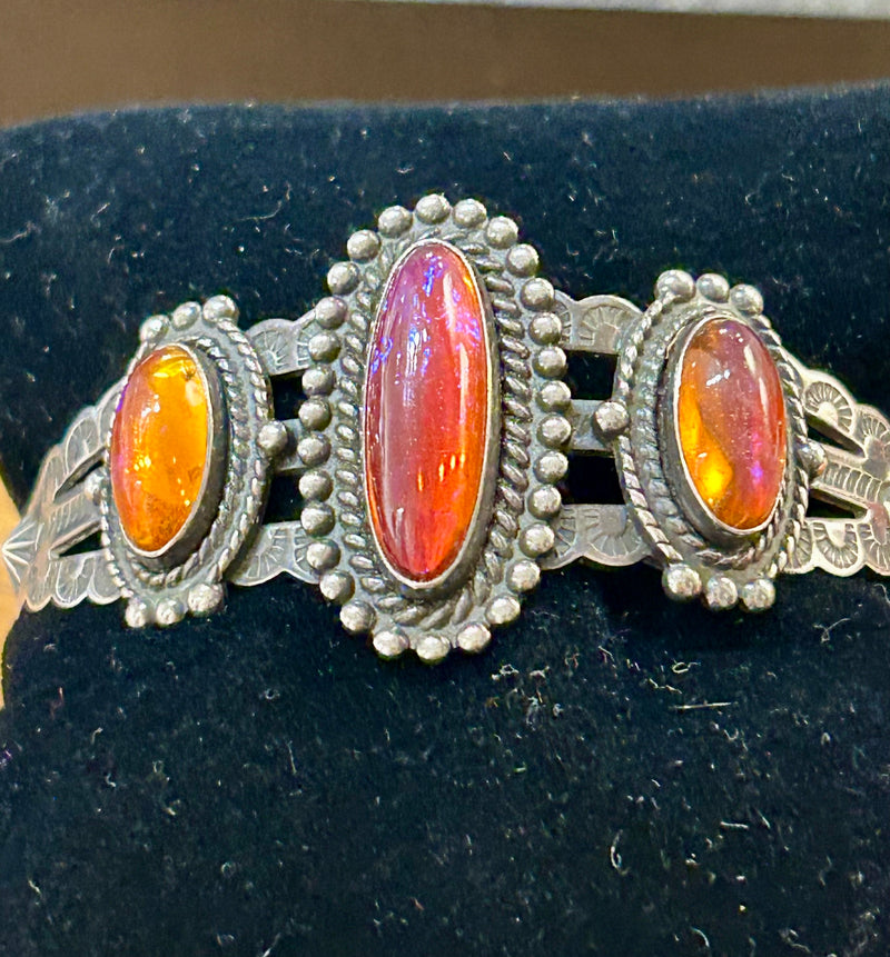 Vintage Sterling Silver Dragon’s Breath Navajo Cuff