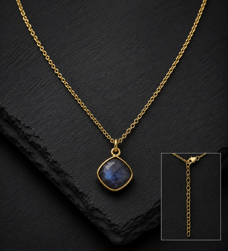 Sterling Silver Labradorite Solitaire Pendant Necklace