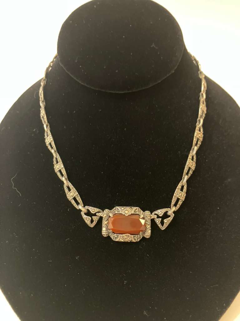 SS Carnelian deco Marc Necklace