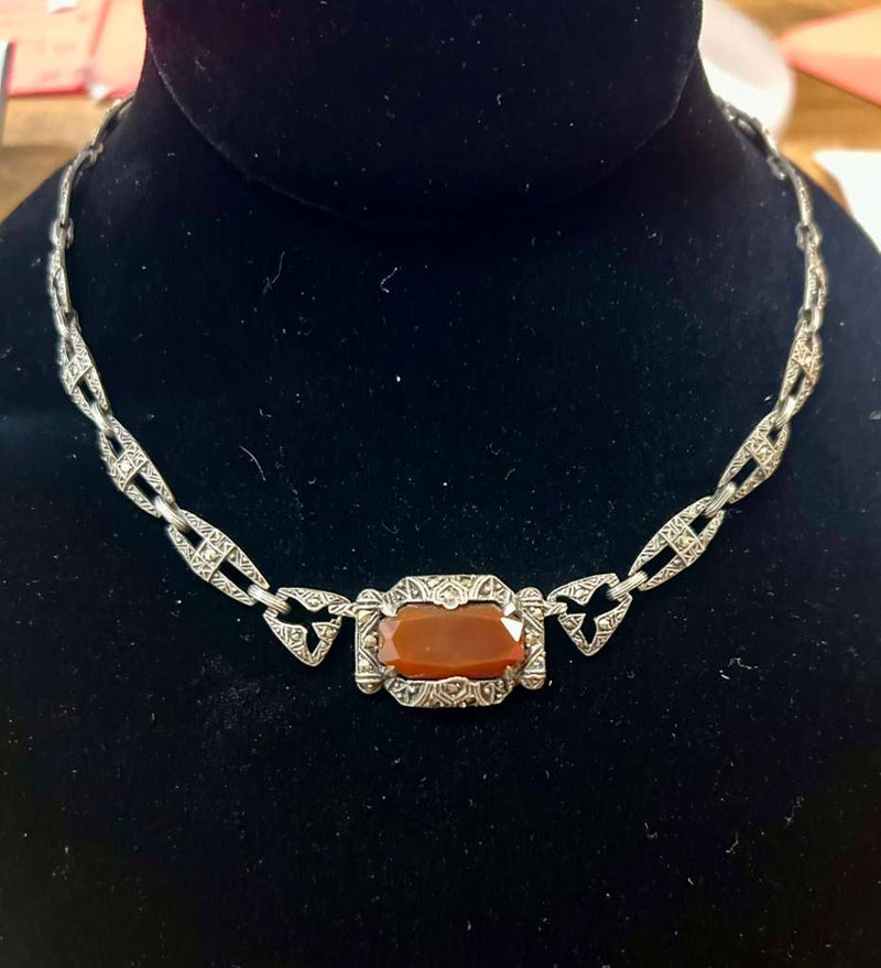 SS Carnelian deco Marc Necklace