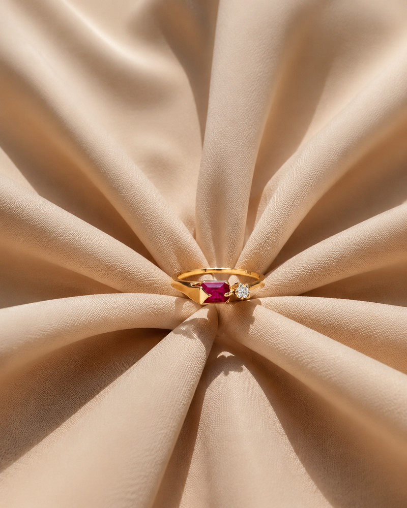 Ruby Radiance Ring – 14K Yellow Gold