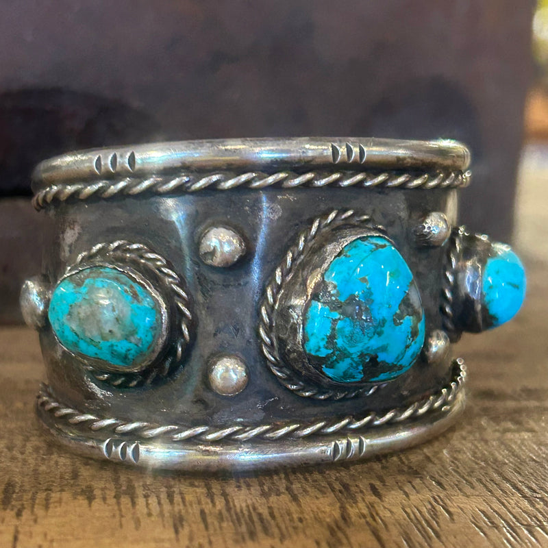 Vintage Navajo Sterling Silver and turquoise cuff