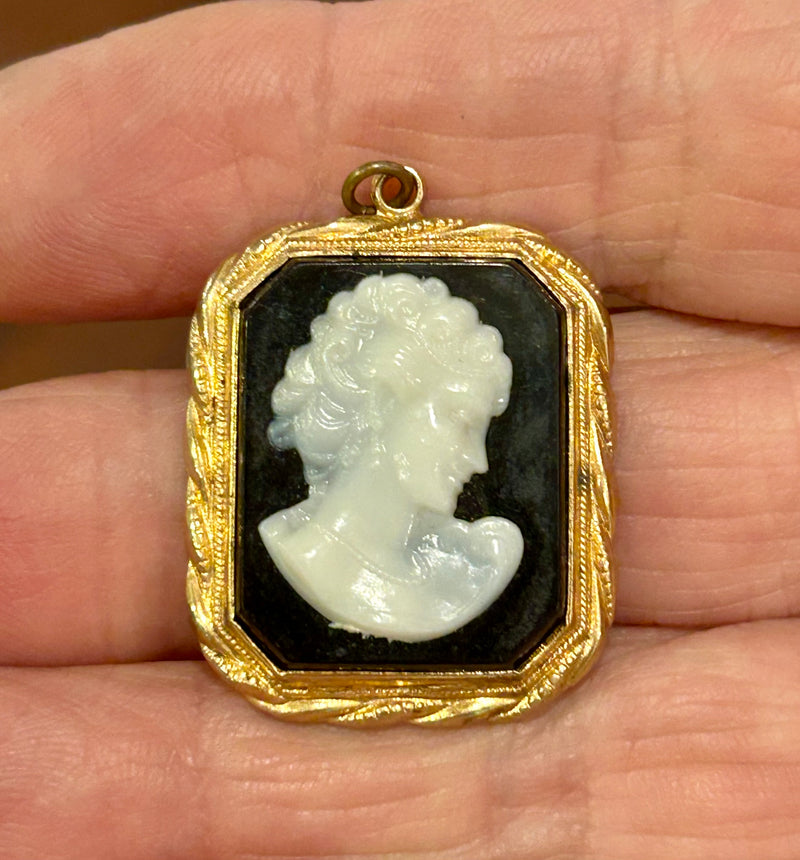 Victorian Gold filled Cameo Pendant 1 x 1 1/4