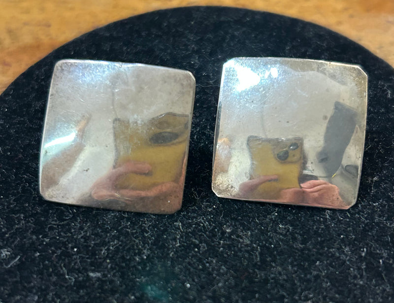 Vintage Sterling Silver square earrings 3/4 inch