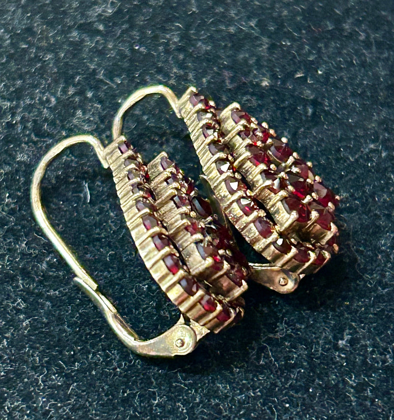Victorian Gold Filled Garnet Earrings 1.2 W x 1 long
