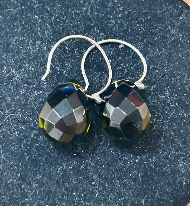 Vintage Green Topaz Sterling Earrings 1 inch