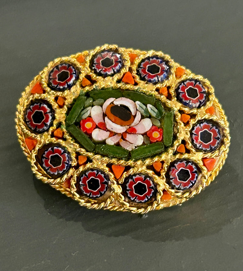 Vintage Micro mosaic pin Italy