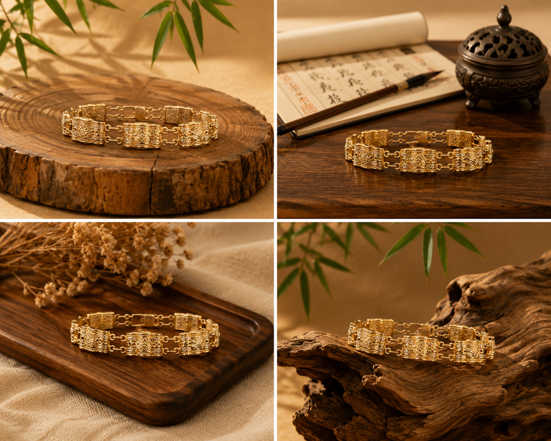 Victorian Gold-Filled Engraved Link Bracelet