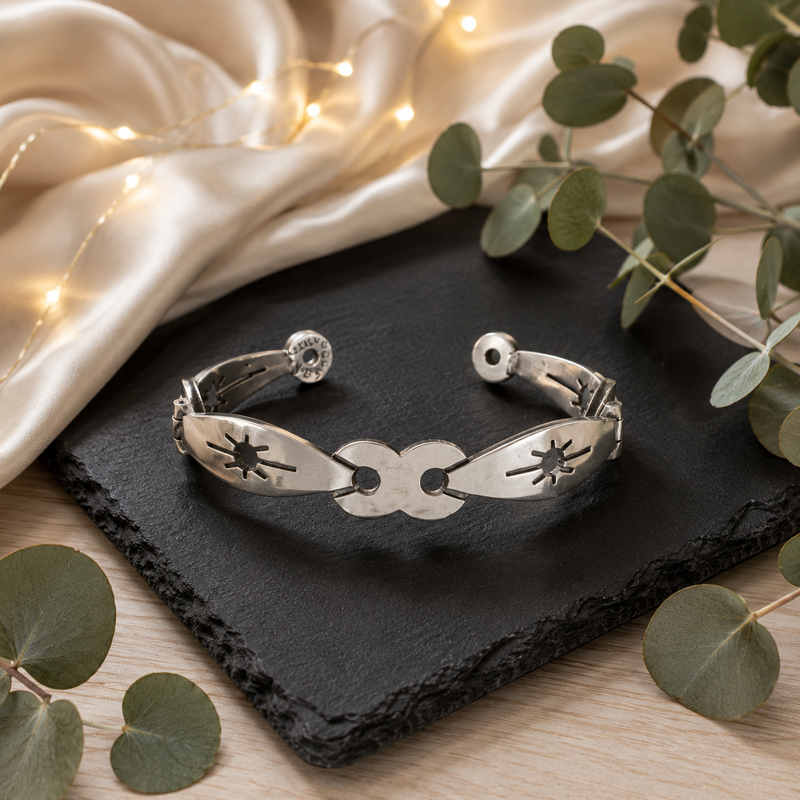 Sterling silver Cuff with Cutouts – Elegant Silver Jewelry