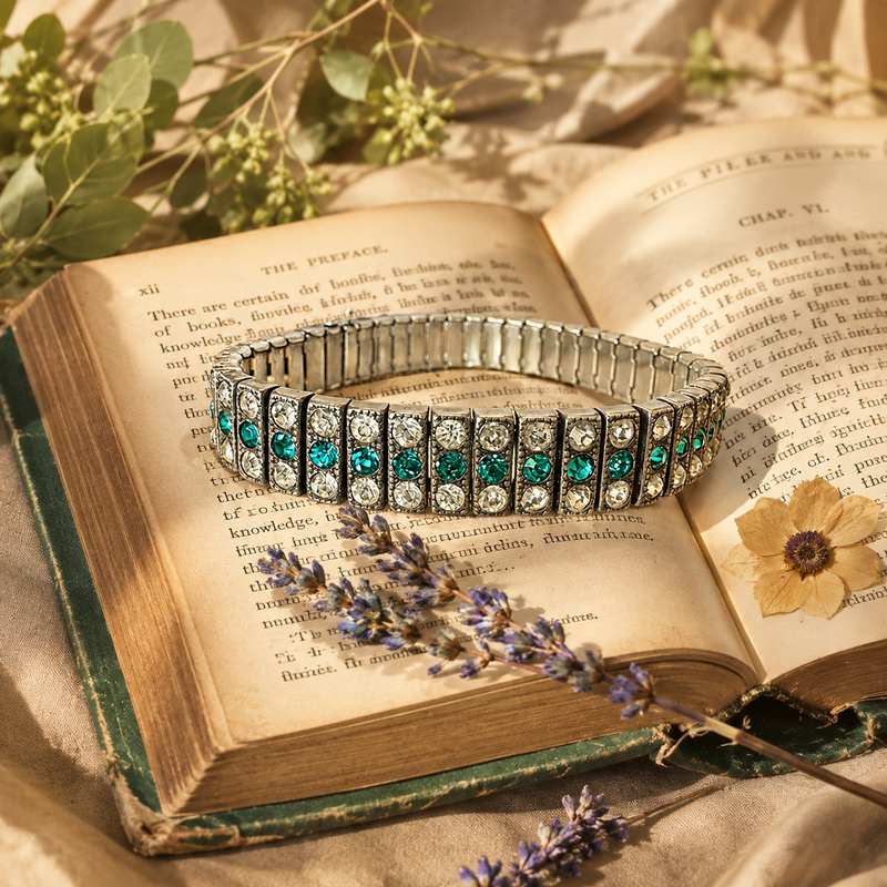 Sterling Silver Art Deco Paste Bracelet – Vintage Statement Bracelet | Estate Jewelry | Classic Deco Style