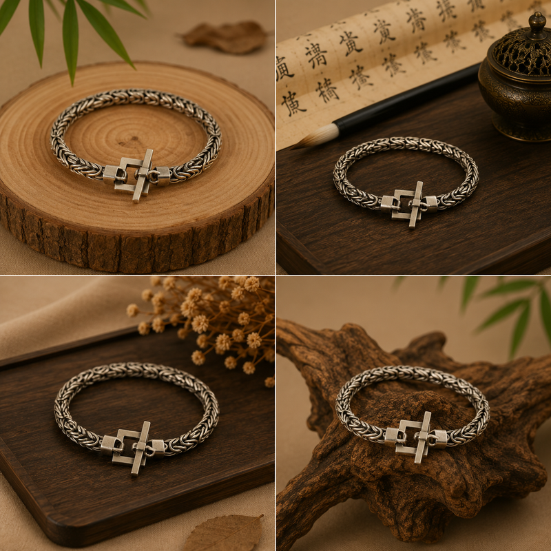 Sterling Silver Byzantine Chain Toggle Bracelet