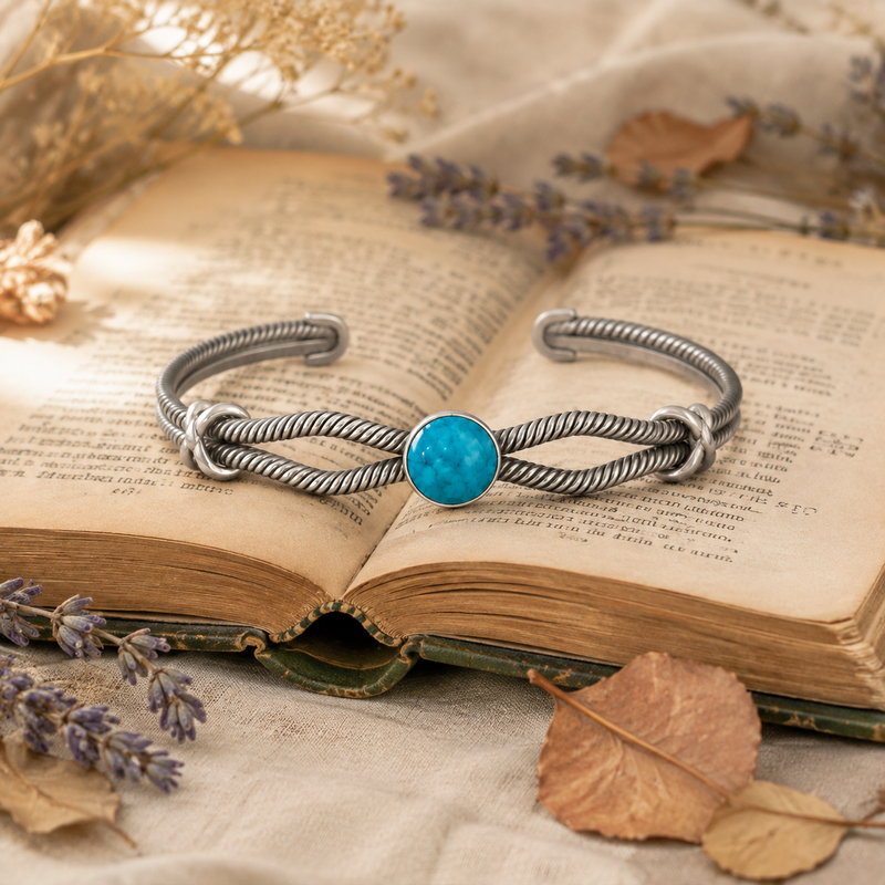 Twisted Sterling Silver Turquoise Cuff Bracelet