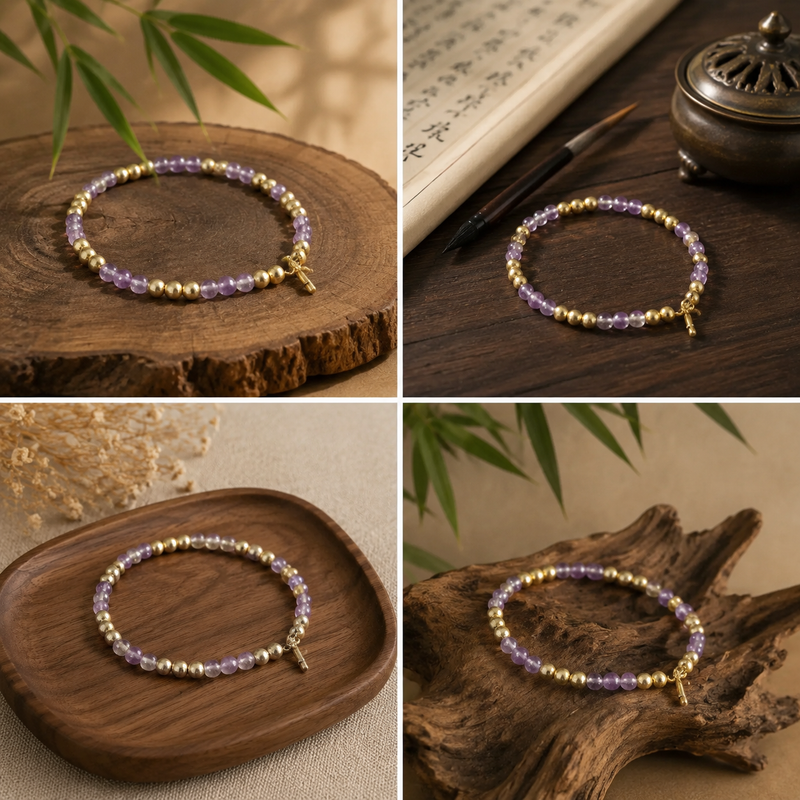 14K Beads and Amethyst bracelet