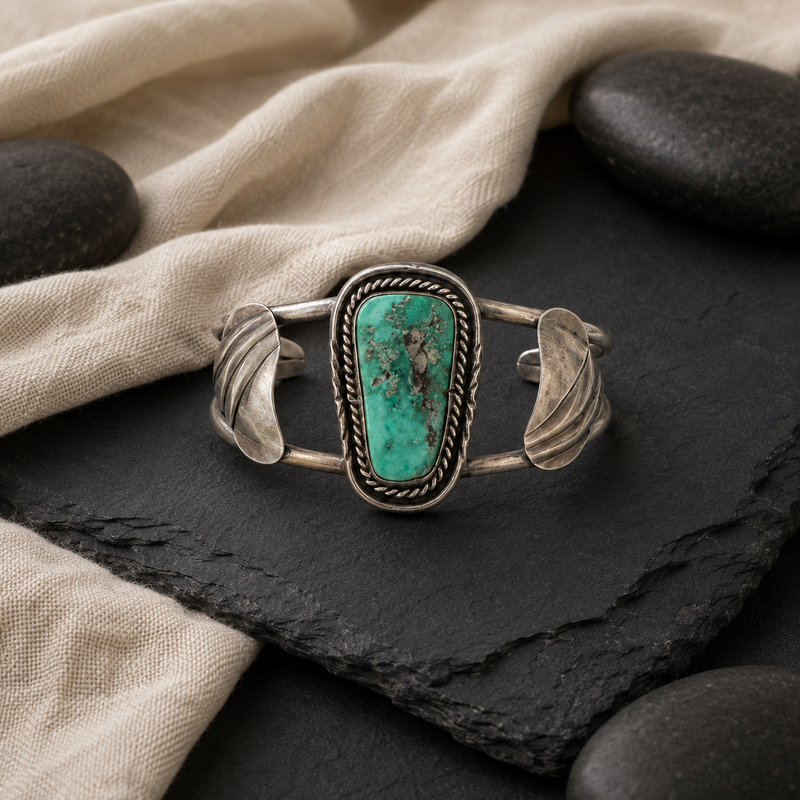 Sterling Silver Single-Stone Turquoise Cuff Bracelet