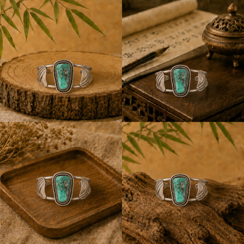 Sterling Silver Single-Stone Turquoise Cuff Bracelet