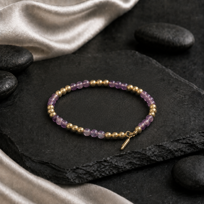 14K Beads and Amethyst bracelet