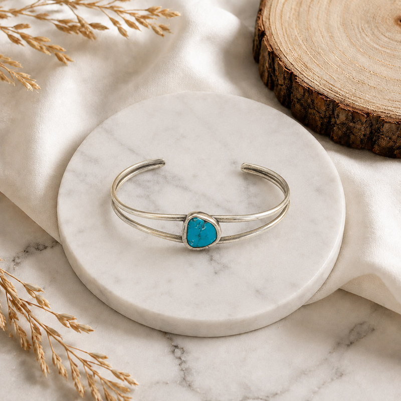 Small Sterling Silver Turquoise Cuff Bracelet