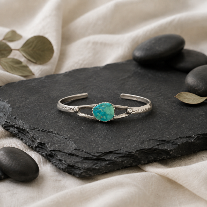 Small Sterling Silver Turquoise Cuff Bracelet